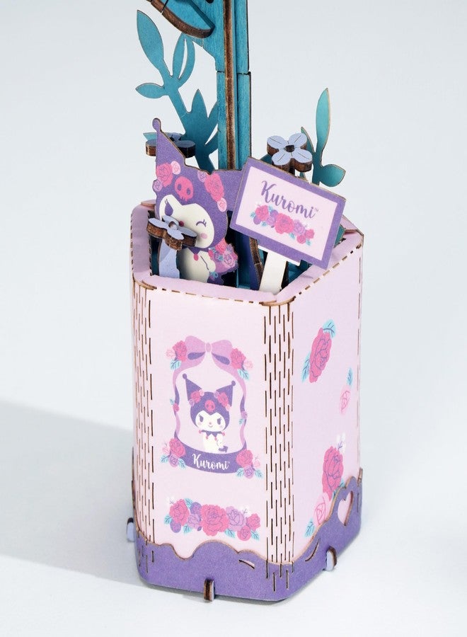 Hands Craft Lilac Hello Kitty and Friends Kuromi 3D Wooden Puzzle Kit | DIY Flower Model | Arts & Crafts for Adults & Kids | Creative Hobby Kits | Kuromi Character | Wood Building Set | Fun Gift - Image 4